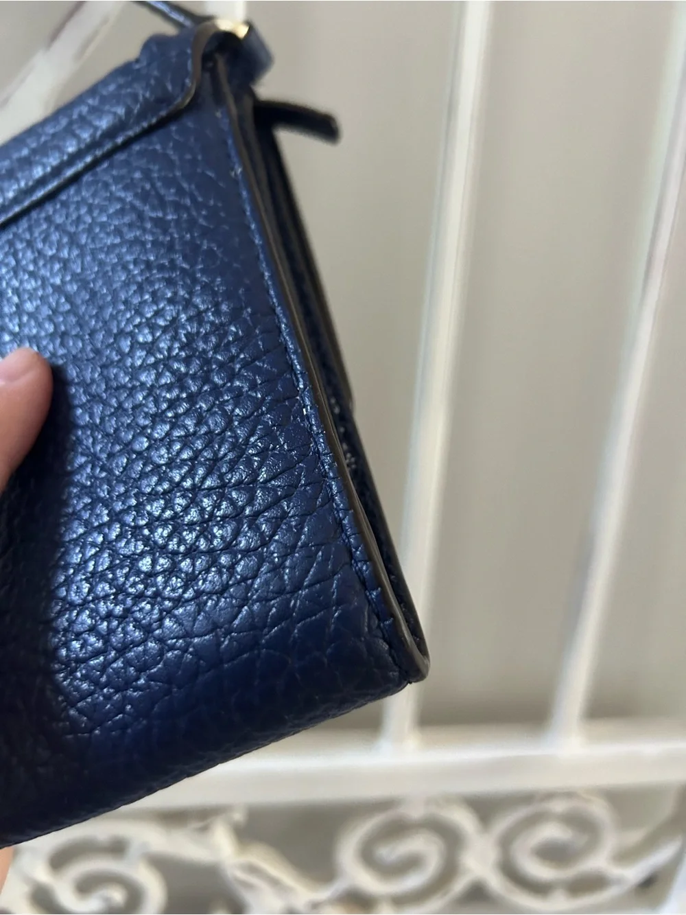Kate Spade Small Merrick Everett Way Crossbody Bag Indigo Blue Pebbled Leather